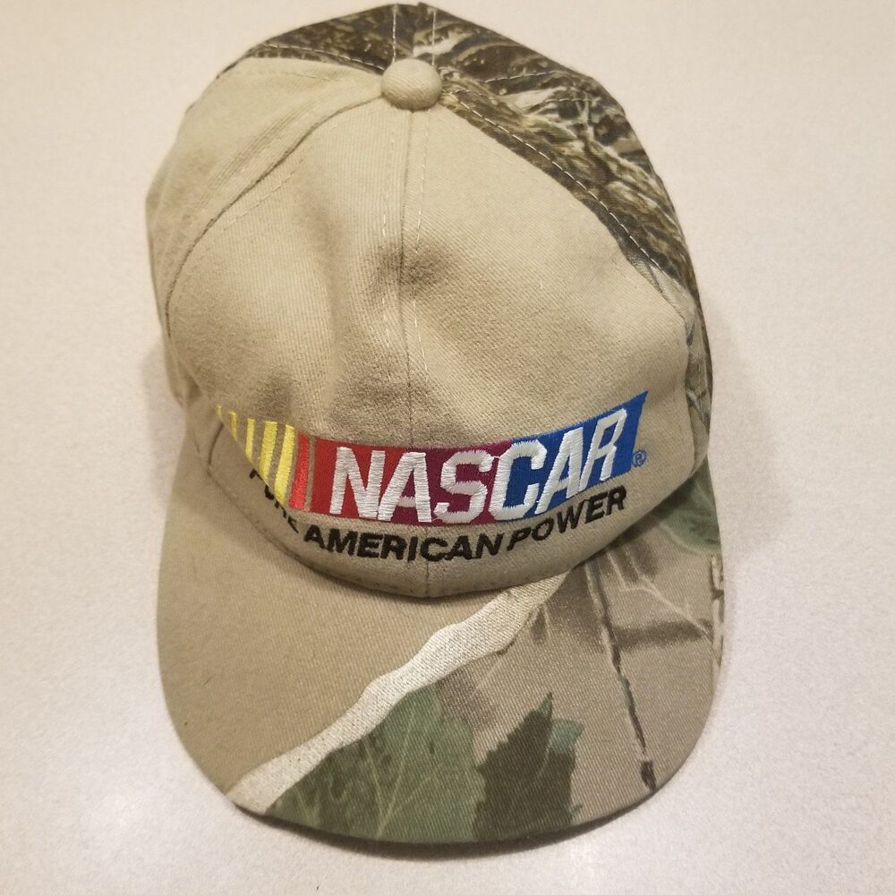 Vintage Nascar Pure American Power Snapback Hat Cap Realtree Camo Big Logo KUDZU